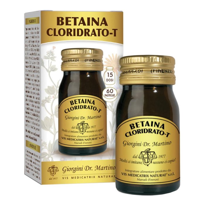 Betaina Cloridrato Pastiglie 60 pezzi – Integratore Digestivo per Acidità di Stomaco e Cattiva Digestione