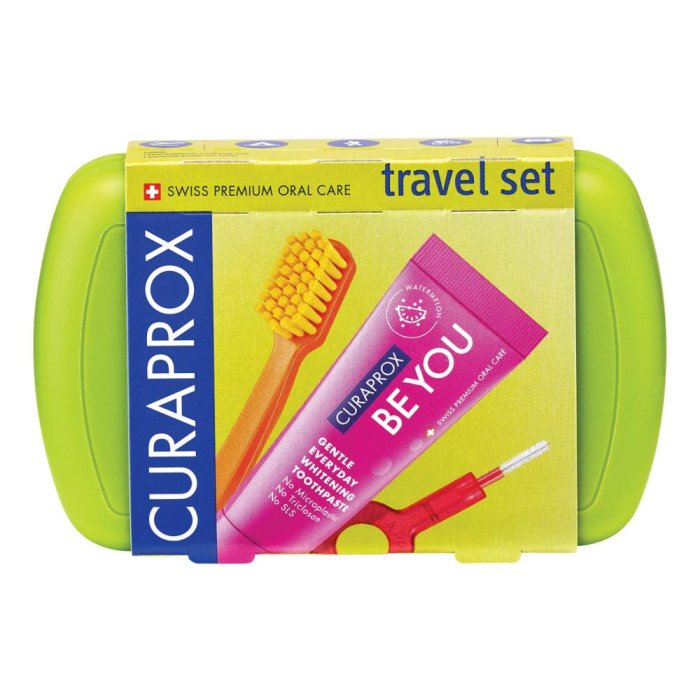 Curaprox Be You Travel Set Verde Spazzolino + Dentifricio + 2 Scovolini