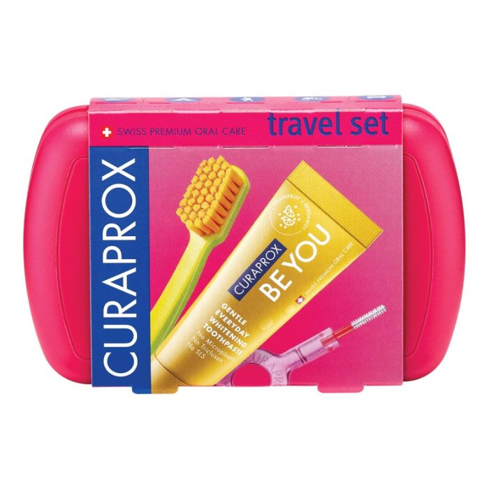 Curaprox Be You Travel Set Magenta Spazzolino + Dentifricio + 2 Scovolini