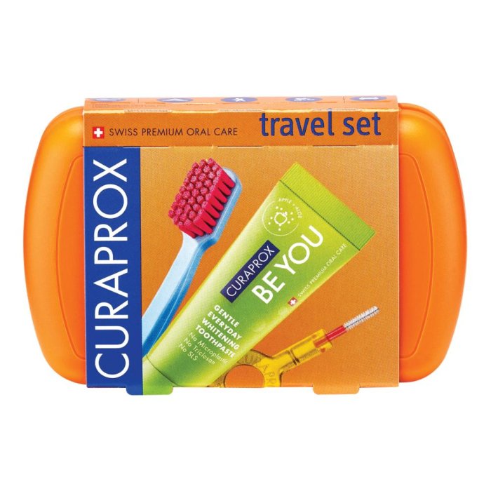 Curaprox Be You Travel Set Arancione Spazzolino + Dentifricio + 2 Scovolini