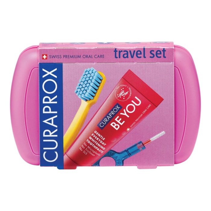 Curaprox Be You Travel Set Rosa Spazzolino + Dentifricio + 2 Scovolini