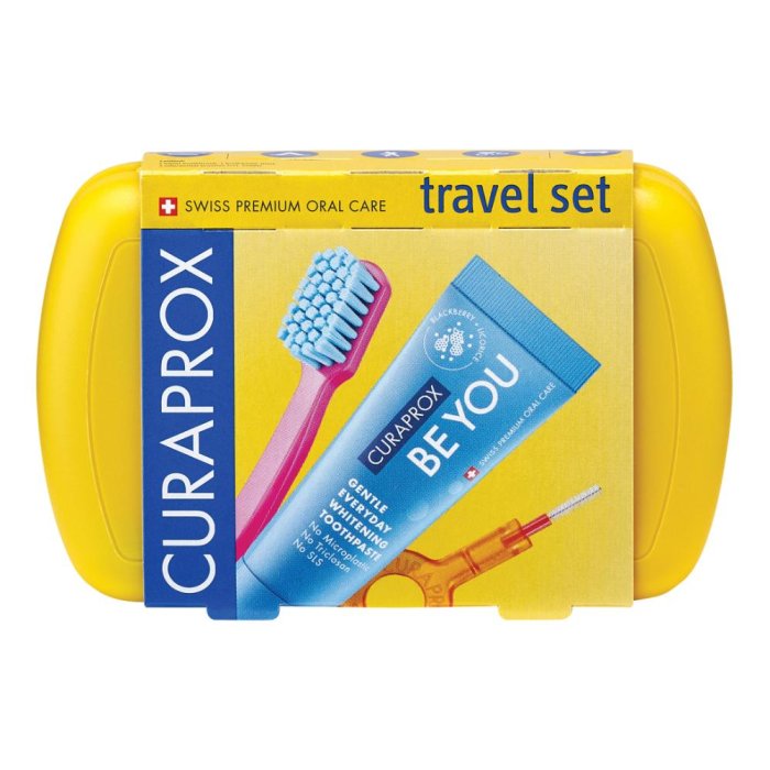 Curaprox Be You Travel Set Giallo Spazzolino + Dentifricio + 2 Scovolini