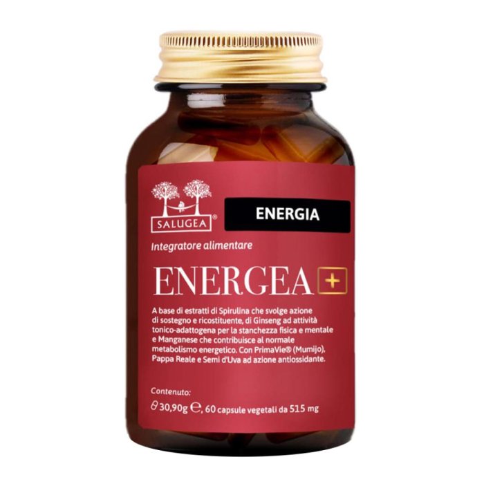 Salugea Energea Integratore Naturale Energia e Vitalità in Capsule Vegetali – Tono Fisico e Mentale – Confezione da 60 Capsule