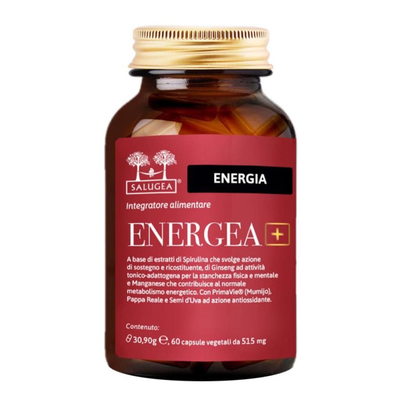 Salugea Energea Integratore Naturale Energia e Vitalità in Capsule Vegetali – Tono Fisico e Mentale – Confezione da 60 Capsule