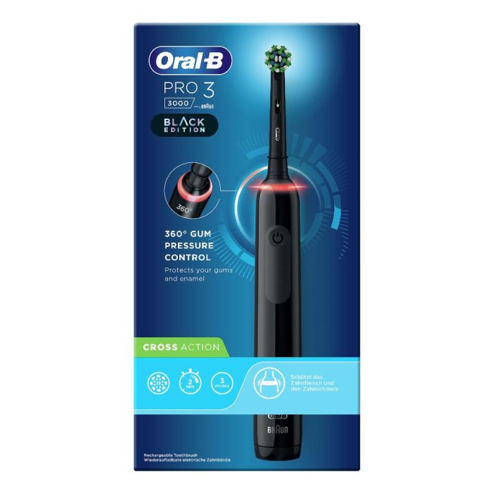Procter & Gamble Oral B Pro3 Crossaction Black Spazzolino Elettrico