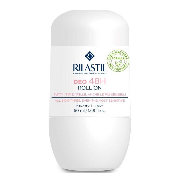 Rilastil Deo Roll On 48 Ore Deodorante Delicato Lunga Durata per Pelle Sensibile 50 Millilitri