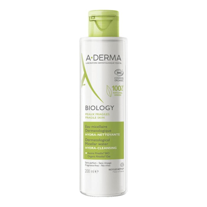 Aderma Biology Acqua Micellare Detergente Viso 200 ml per Pelle Fragile e Sensibile