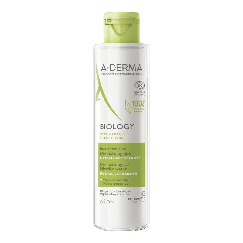 Aderma Biology Acqua Micellare Detergente Viso 200 ml per Pelle Fragile e Sensibile