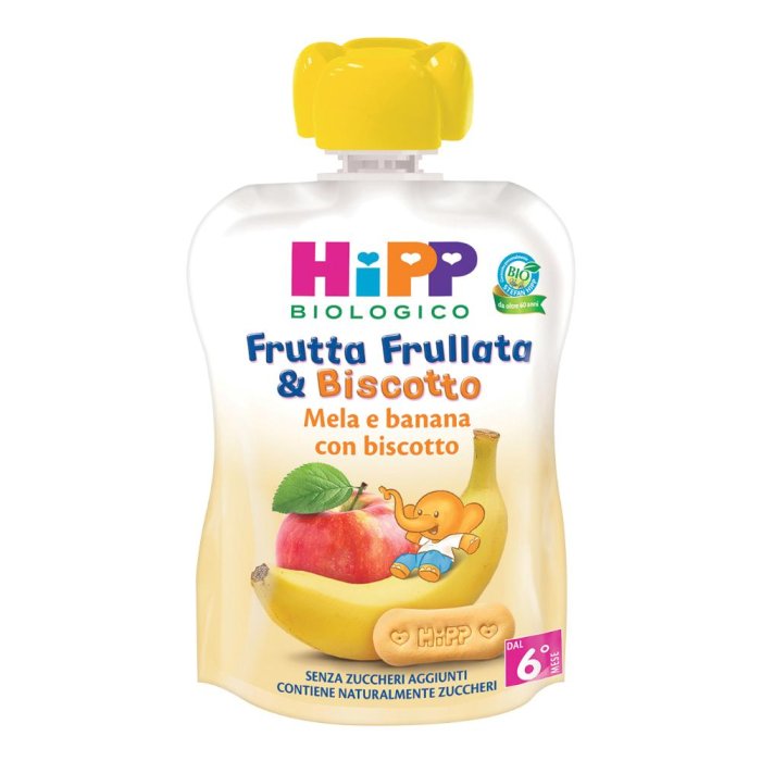 Hipp Frutta Frullata e Biscotto Mela Banana Omogeneizzato Biologico per Bambini 100 g