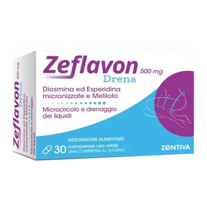 Zeflavon Drena Zentiva 30 Compresse Integratore per Drenaggio dei Liquidi e Gambe Leggere