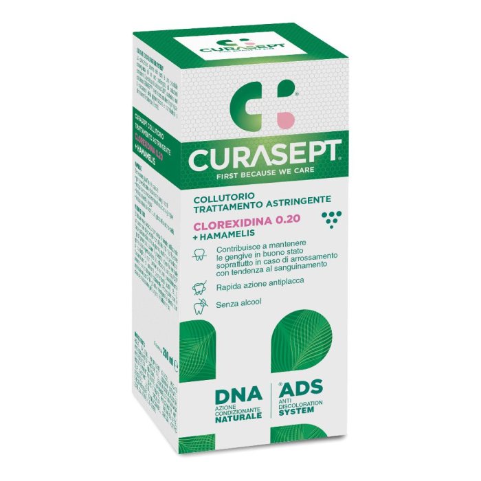 Curasept Cura e Prevenzione dei Problemi Dentali Collutorio ADS 0,20 Clorexidina e Hamamelis 200 ml