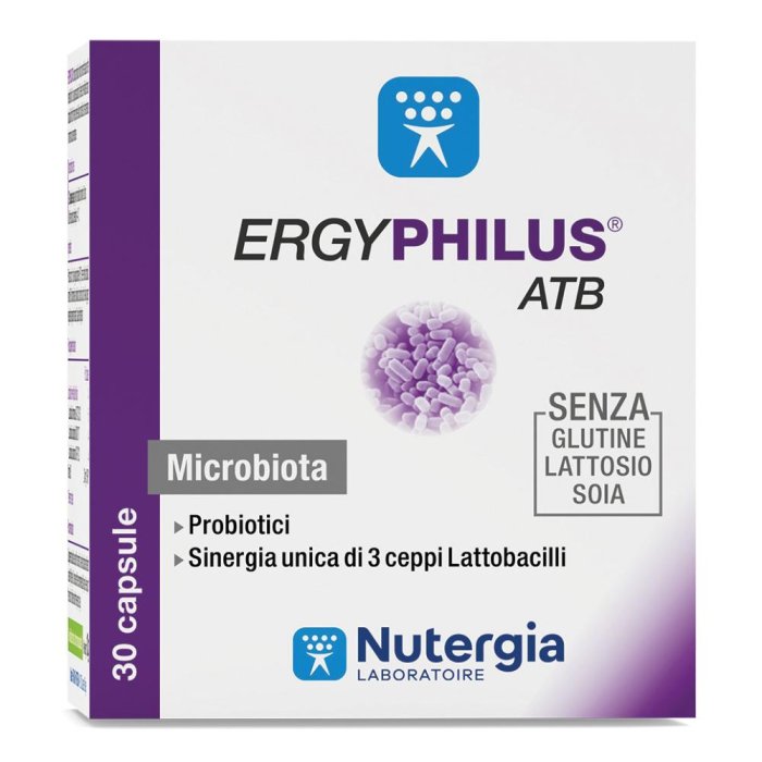 Ergyphilus ATB 30 capsule Nutergia - probiotico con lattobacilli per microbiota in terapia antibiotica