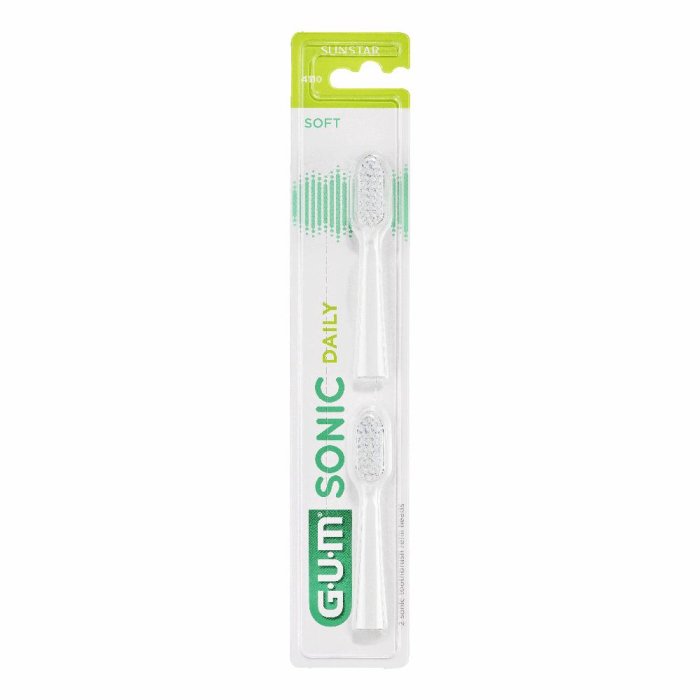 Gum Sonic Daily Testine di Ricambio per Spazzolino a Batteria Bianche 2testine