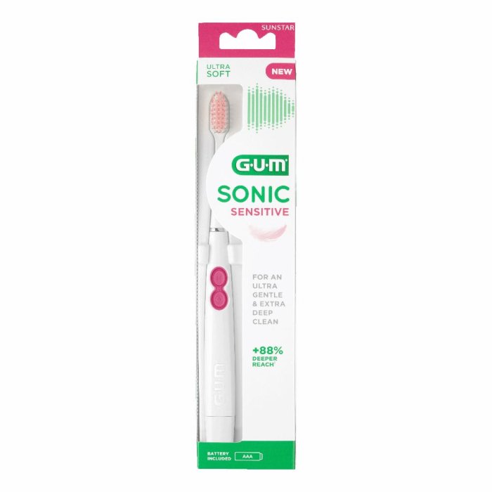 GUM Sonic Sensitive Spazzolino da Denti Elettrico a Batteria per Denti e Gengive Sensibili, The Soft Toothbrush for You