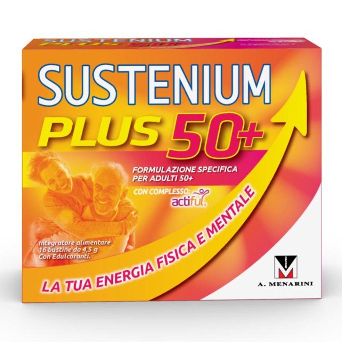 Menarini Integratori Alimentari Sustenium Plus 50+ Uomini e Donne Over 50 16 Bustine