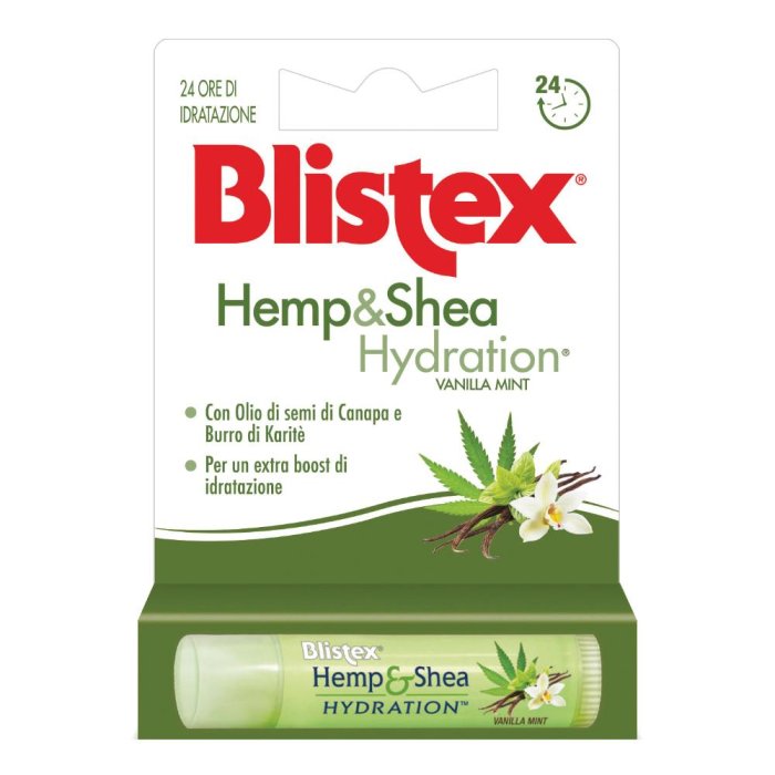 Blistex Hemp & Shea Hydration Balsamo Labbra Idratante Intensivo con Canapa e Burro di Karité per Labbra Secche e Screpolate