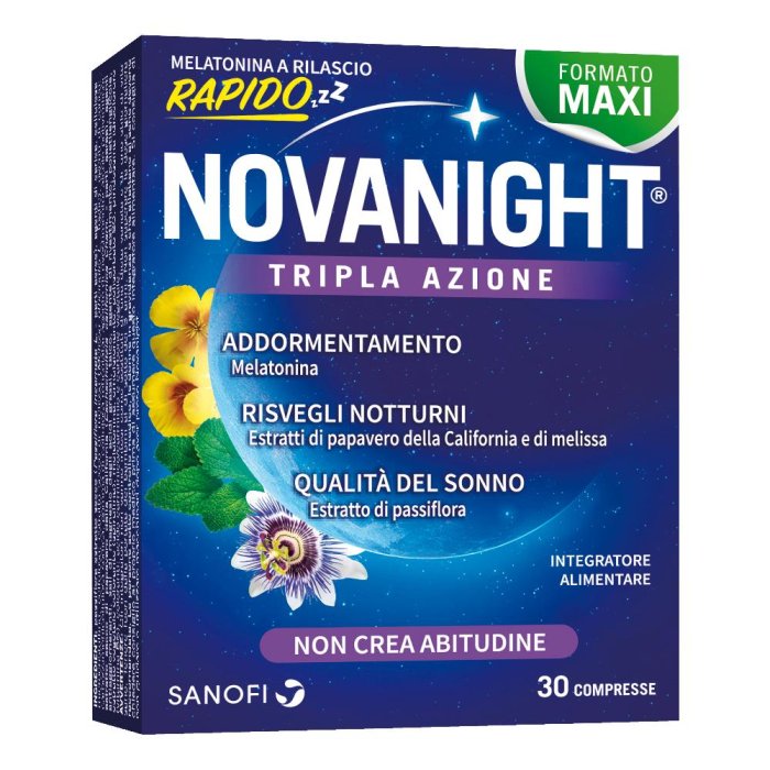 Novanight Tripla Azione Integratore a Rilascio Rapido 30 Compresse