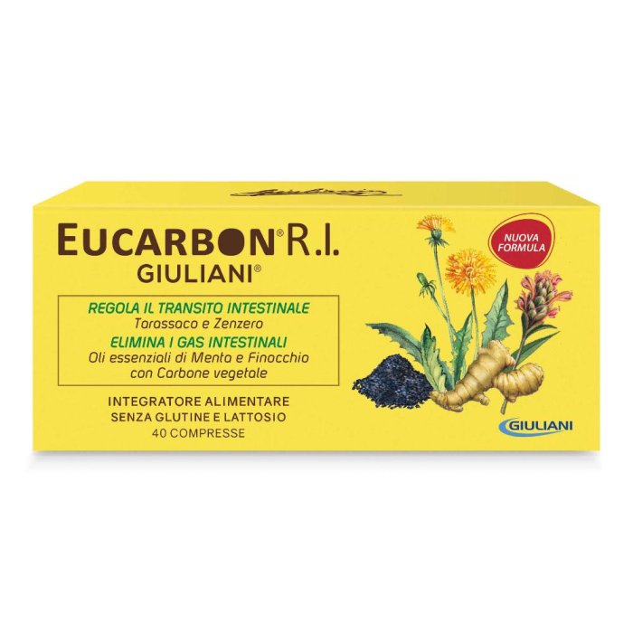 Eucarbon 40 Compresse con Carbone Vegetale e Senna per Regolarità Intestinale e Gonfiore Addominale
