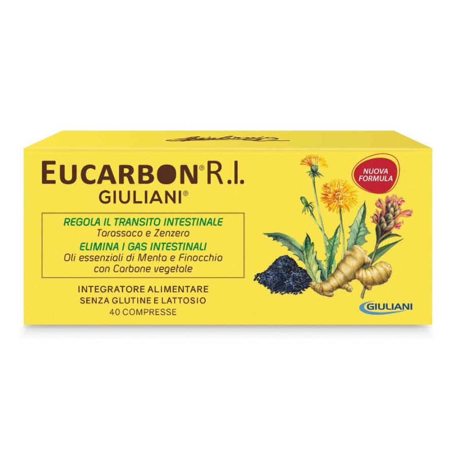 Eucarbon 40 Compresse con Carbone Vegetale e Senna per Regolarità Intestinale e Gonfiore Addominale