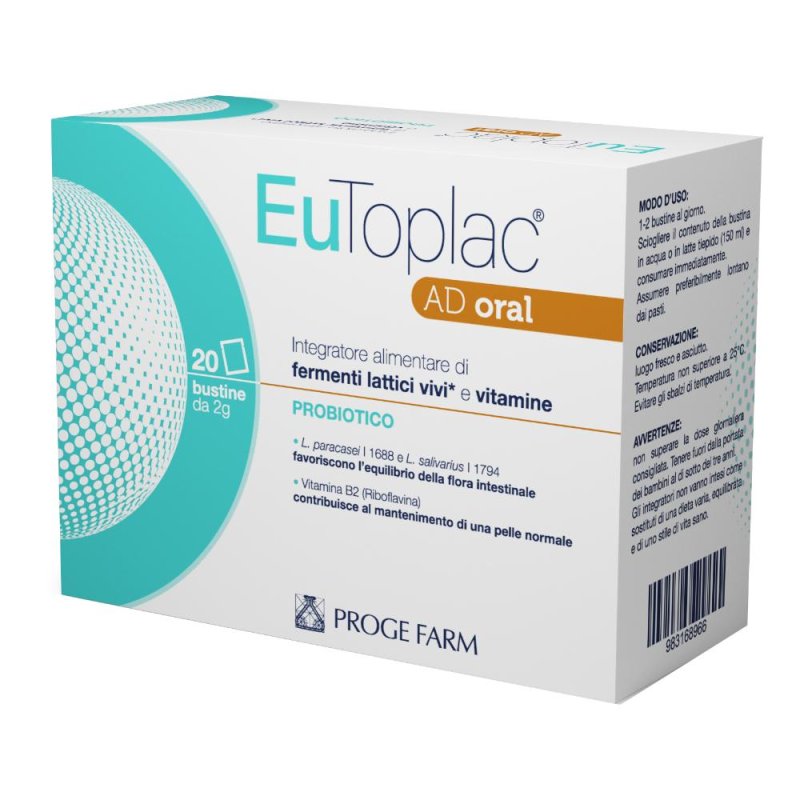 Eutoplac AD Oral integratore in bustine 20 pezzi per il benessere intestinale e digestivo