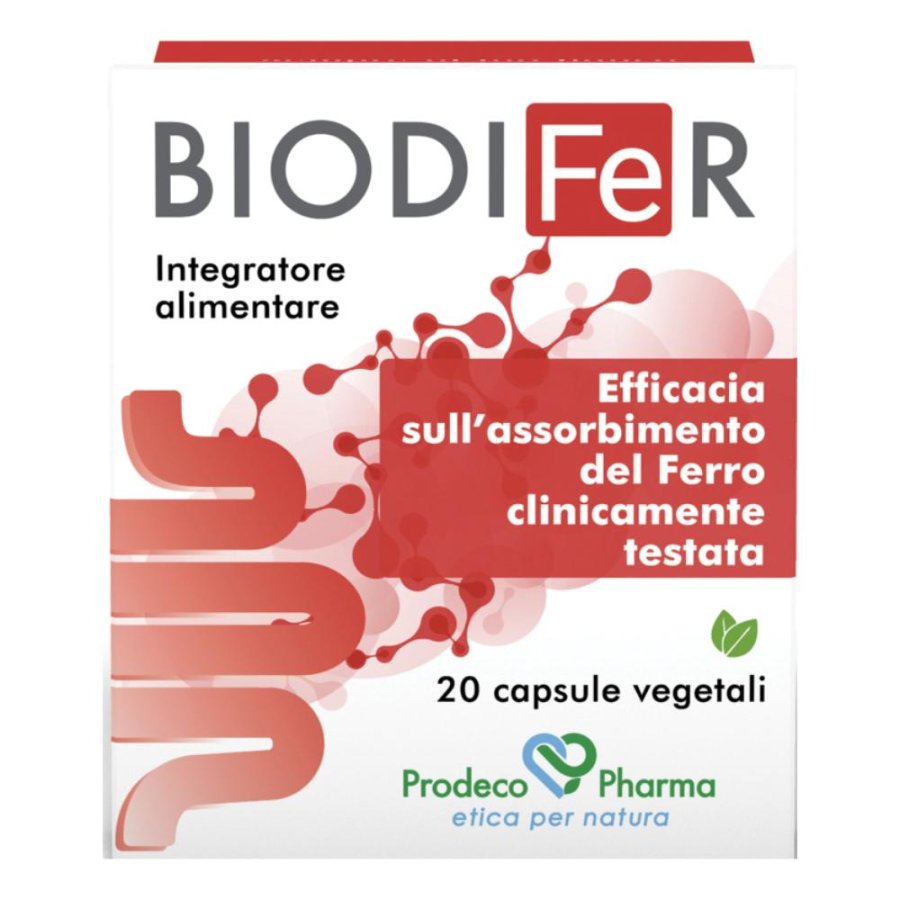 Prodeco Pharma BIODIFeR Integratore Assorbimento del Ferro 20 Capsule