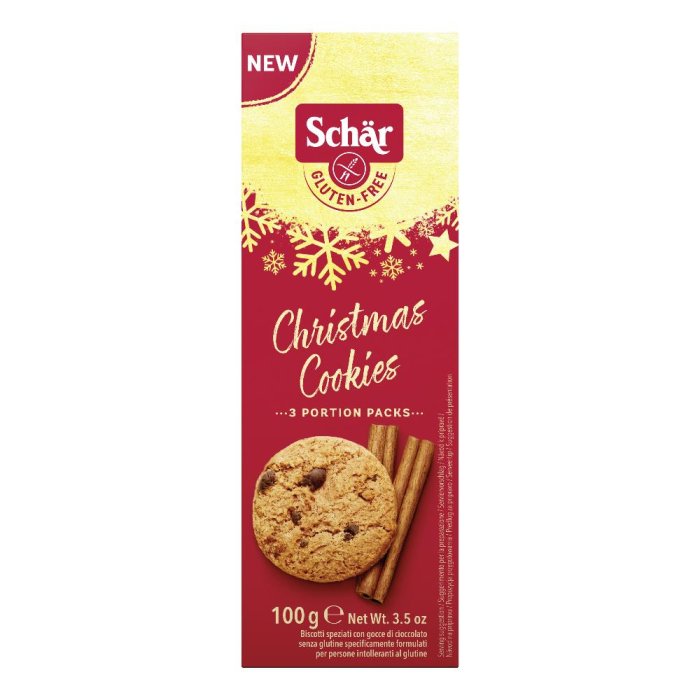 Schar Specialista in Alimenti senza Glutine Christmas Cookies Biscotti Cioccolato e Cannella 100 g