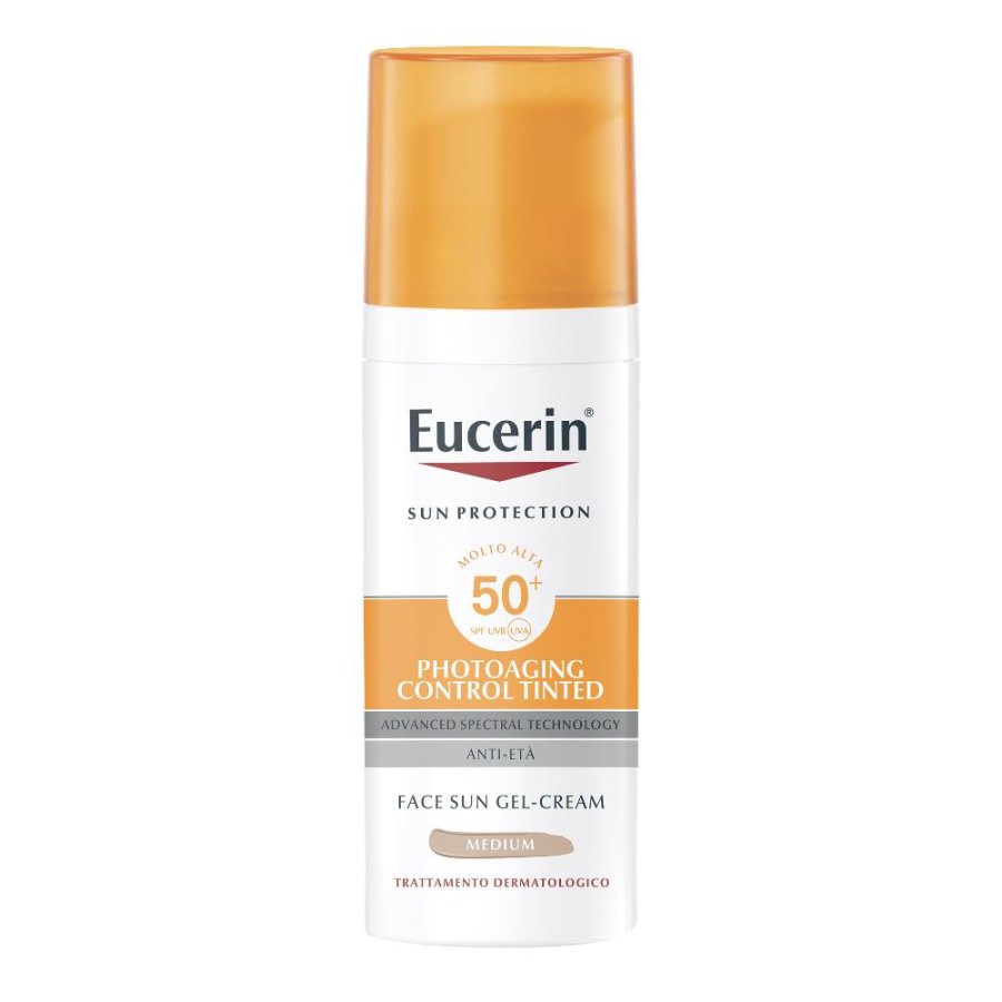 Eucerin Sun Photo Aging Control Tinted Anti-Età Gel Crema Spf50+ Colore Medium 50 Ml Eucerin Sun Photo Aging Control Tinted Anti-Età Gel Crema Spf50+ Colore Medium 50 Ml