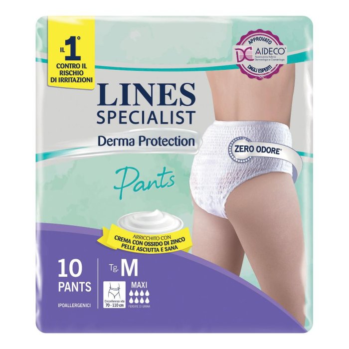 Lines Specialist Pants Derm Mutandina Assorbente per Incontinenza Taglia Media Unisex 10 Pezzi