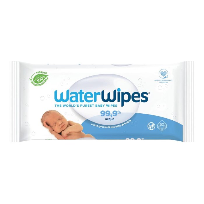 WaterWipes Bio Salviette Umidificate per Neonati 60 Pezzi | Salviette Delicate in Cotone 100% Vegetale per Pelle Sensibile