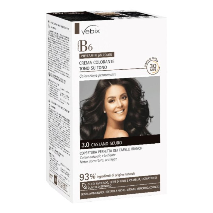 Vebix Phytamin Color 3.0 Castano Scuro – Tinta per Capelli Permanente Nutritiva con Complesso Vitaminico