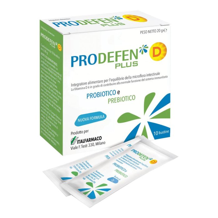 Prodefen Plus 10 Bustine Integratore Probiotico con Fermenti Lattici Vivi per Equilibrio Intestinale e Difese Immunitarie