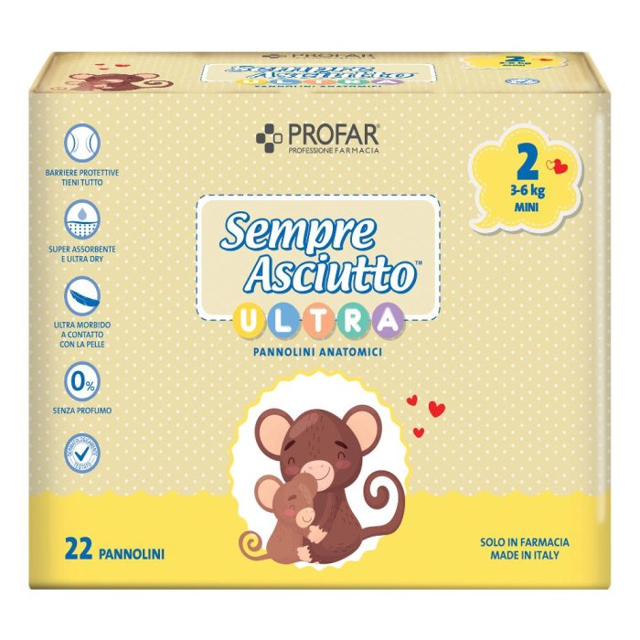 Profar Sempre Asciutto - Pannolini ultra mini Taglia 2 3-6Kg 22 pannolini