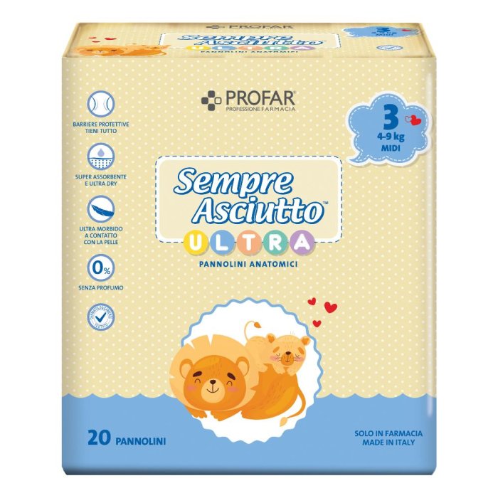 Profar Sempre Asciutto - Pannolini ultra midi Taglia 3 4-9Kg 20 pannolini