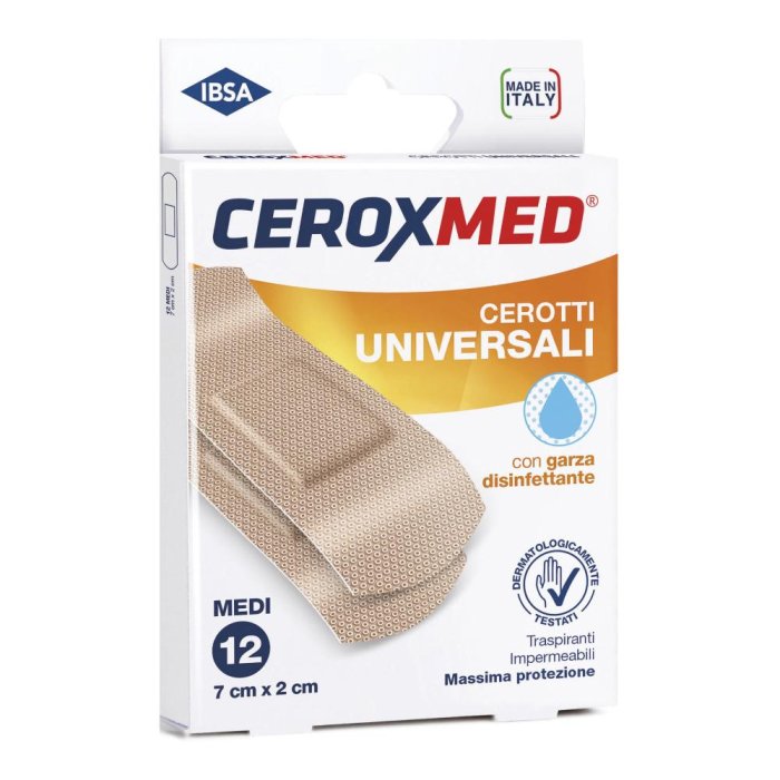 Ceroxmed Cerotti Universali Medi 12 Pezzi – Cerotti Adesivi per Piccole Ferite e Abrasioni