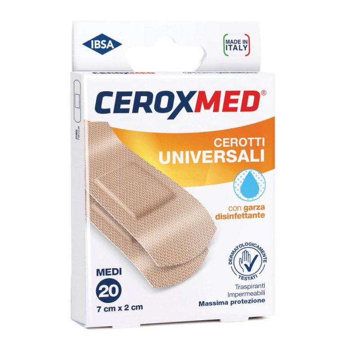 Ceroxmed Cerotti Universali con Garza Disinfettante Medi Misura 7 x 2 cm 20 Pezzi