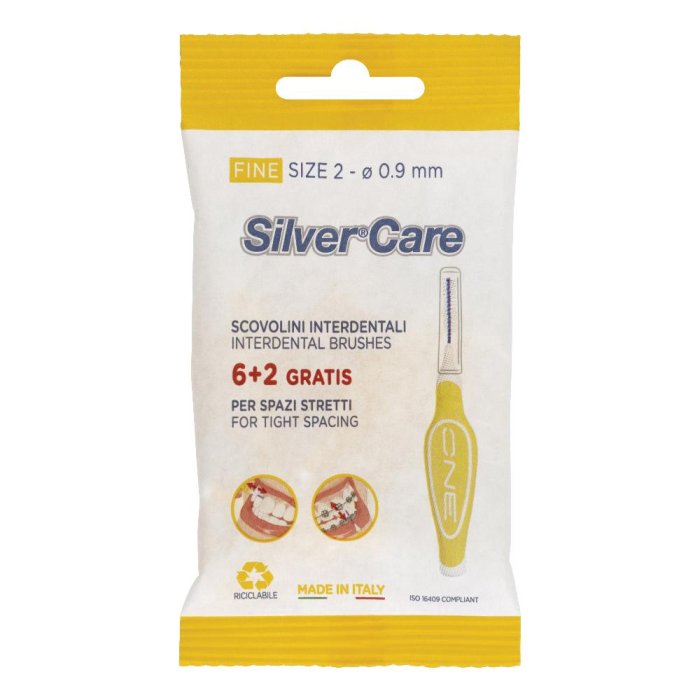 Silvercare One Scovolino Interdentale Misura 8 Fine Ricambi Spazzolino Denti Pulizia Profonda