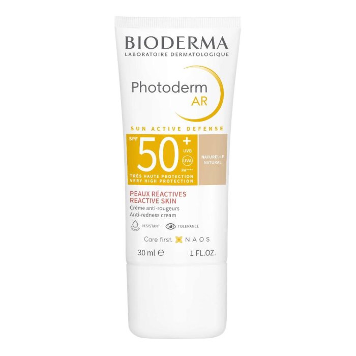 Bioderma Photoderm AR Crema Viso Colorata Protezione Solare Molto Alta SPF 50+ 30 ml per Pelle Sensibile con Rossori e Couperose