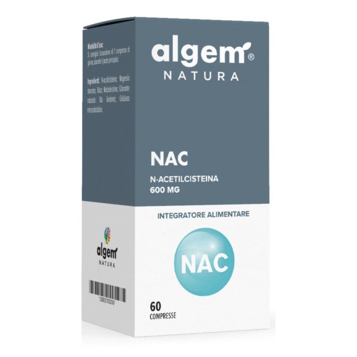 Algem Natura NAC 600 Integratore N Acetilcisteina 60 Compresse Antiossidante Supporto Vie Respiratorie