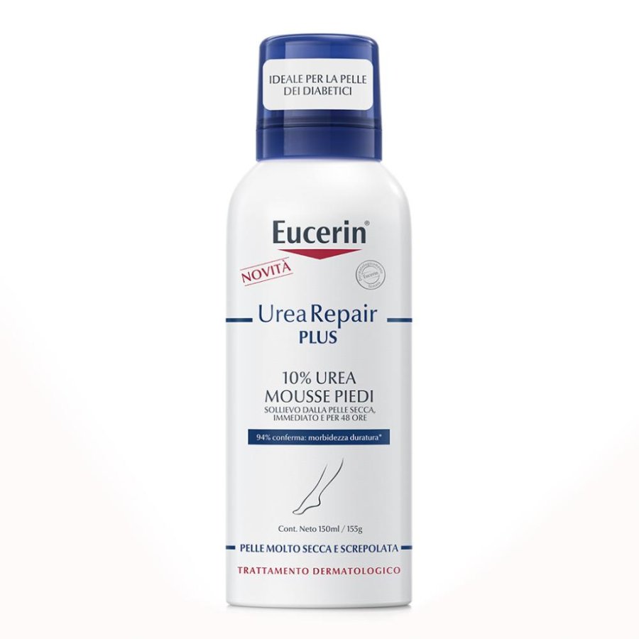 Eucerin Urearepair Plus mousse per piedi con 10% di urea per pelle secca 150 ml