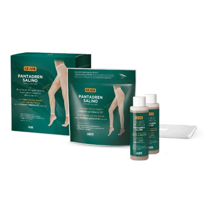 Guam Pantadren Salino Leggings Drenanti Rimodellanti con Sali Marini + 2 Ricariche da 100 Millilitri