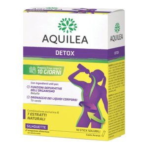 Aquilea Detox 10 stick - integratore depurativo e drenante con 7 estratti naturali gusto ananas