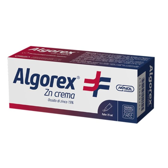 Algorex Crema al Zinco 75 Millilitri Protettiva e Lenitiva per Arrossamenti Cutanei e Irritazioni della Pelle Sensibile