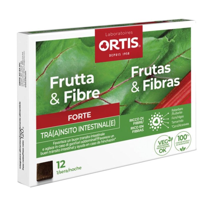Frutta e Fibre Forte Integratore Naturale con Frutta e Fibre per Regolarità Intestinale, 12 Cubetti