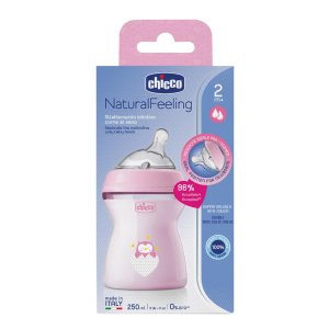 Chicco Artsana Allattamento e Svezzamento Biberon Natural Feeling Silicone Girl 2m+ 250 ml