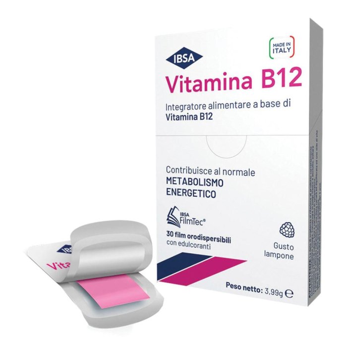 IBSA Vitamina B12 Integratore Alimentare Metabolismo Energetico, 30 film orali