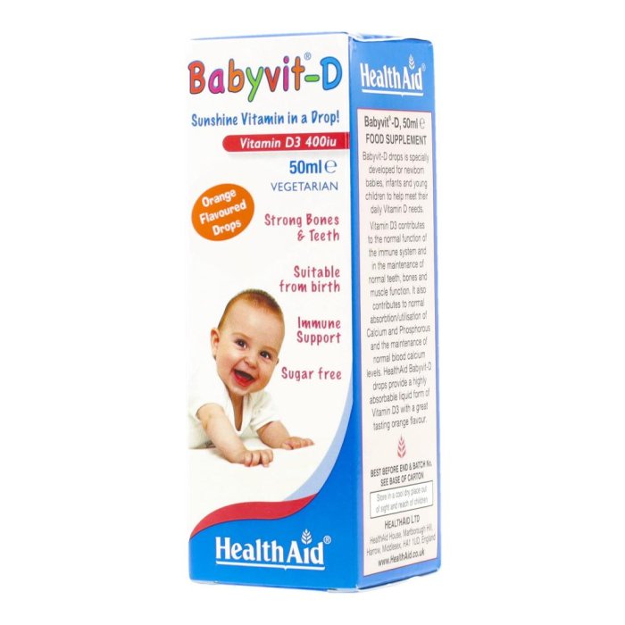 HealthAid BabyVit Drops Vitamina D Gocce per Neonati e Bambini 50 Millilitri