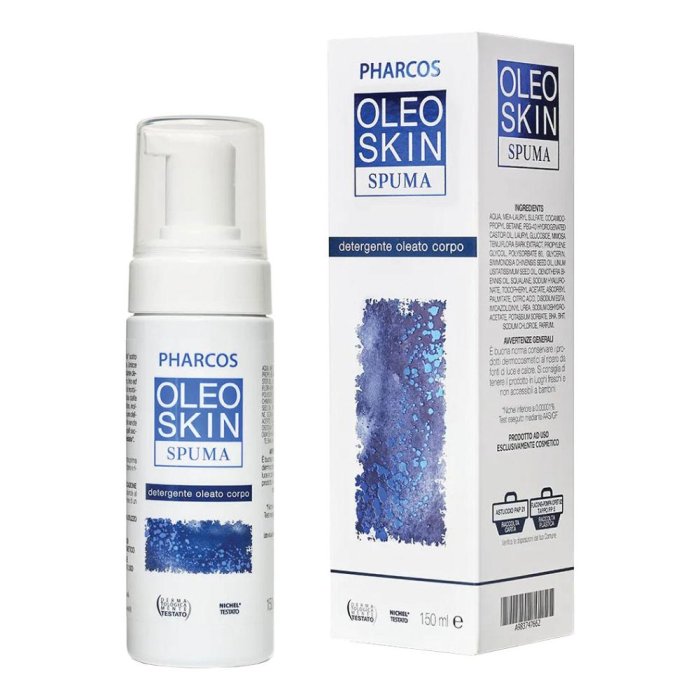 Oleoskin Spuma Detergente Viso e Corpo 150 ml Pharcos | Mousse Delicata per Pelli Secche e Sensibili