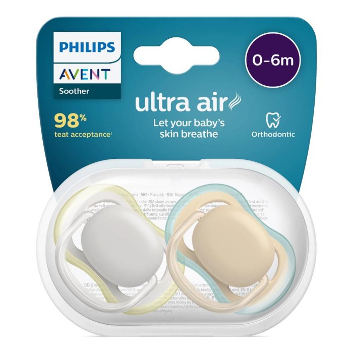 Avent succhietto Ultra Air 0-6 mesi neutro - succhietto in silicone extra aerato