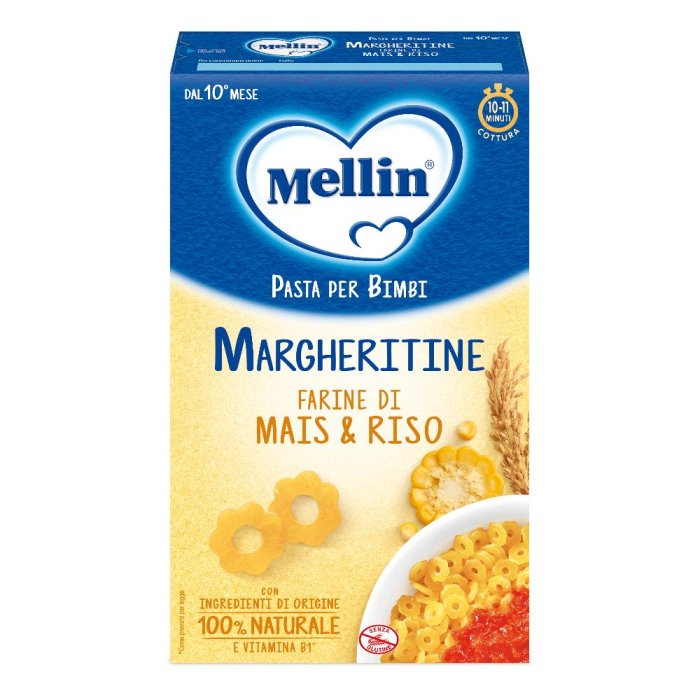 Mellin Margheritine mais e riso - pastina senza glutine a base di mais e riso per bambini