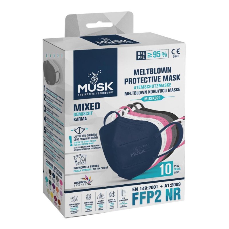 Mascherina FFP2 nera Musk 10 pezzi - mascherine filtranti FFP2 colore nero